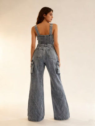 Strappy, strapless jumpsuit with long pants