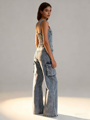 Strappy, strapless jumpsuit with long pants