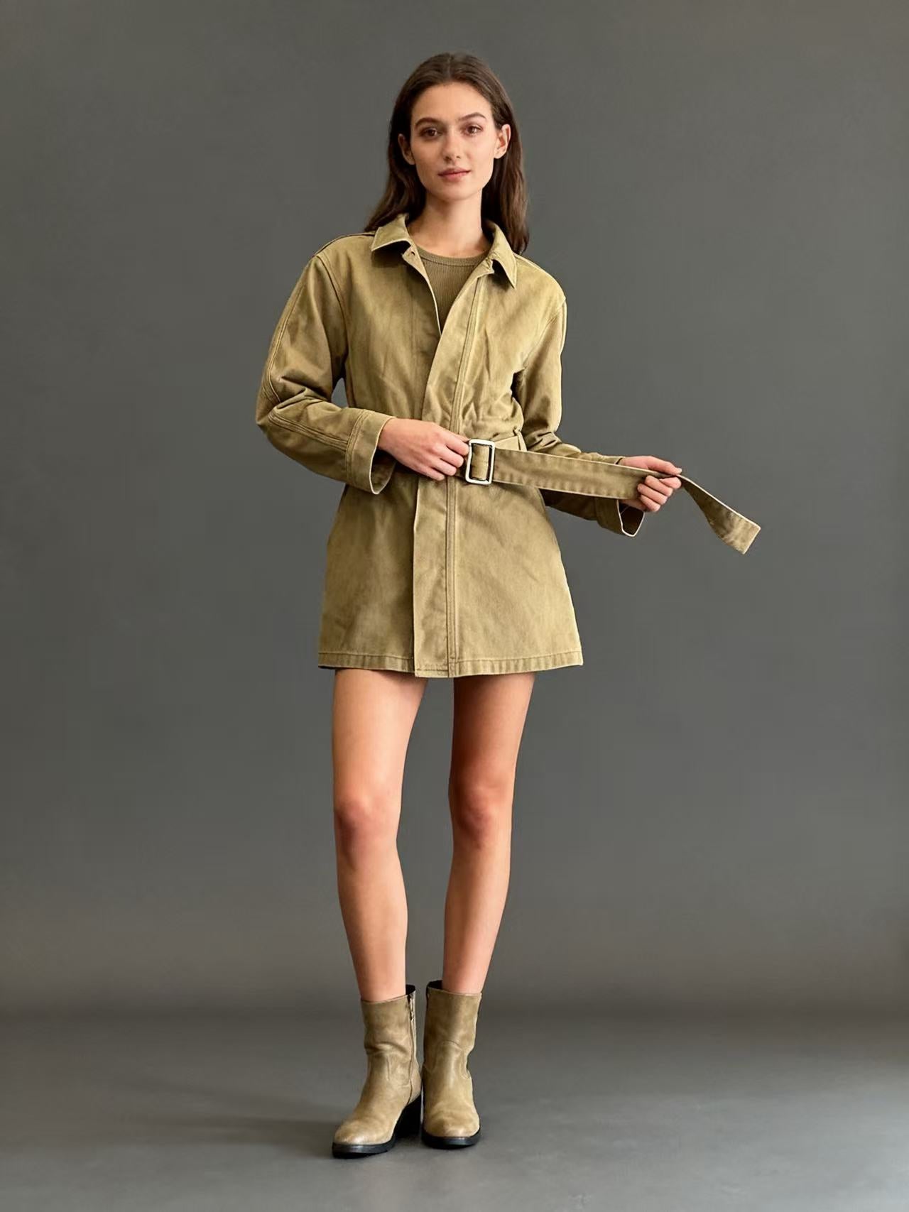Long coat, khaki color, ZF2539